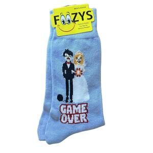 NWT Foozys Blue Graphic Funny Game Over Crew Length Socks Size Men’s One Size